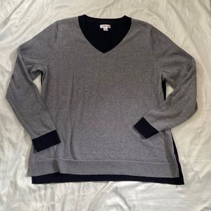 Croft&Barrow colorblock black and grey V neck sweater XL